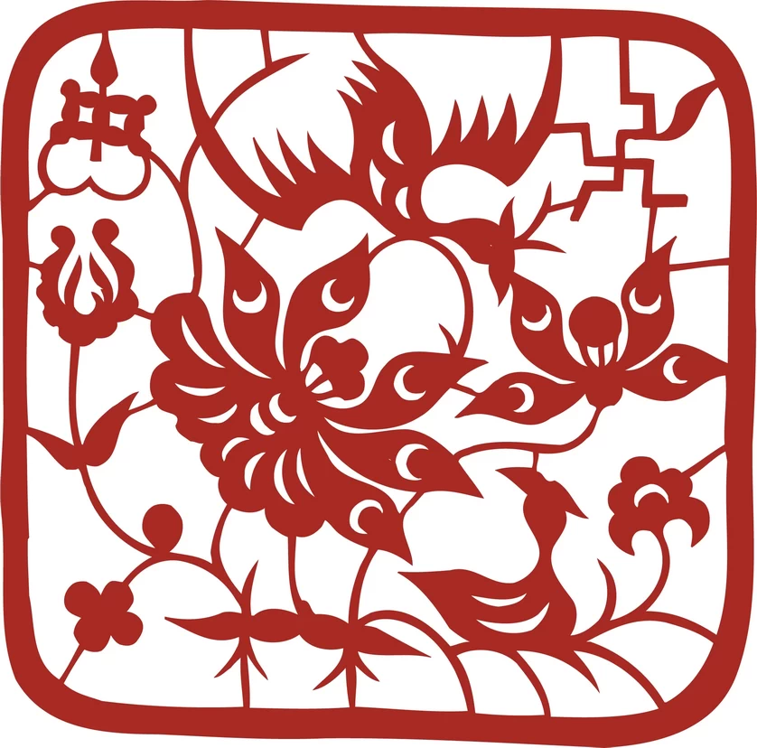 中国风中式传统喜庆民俗人物动物窗花剪纸插画边框AI矢量PNG素材【652】